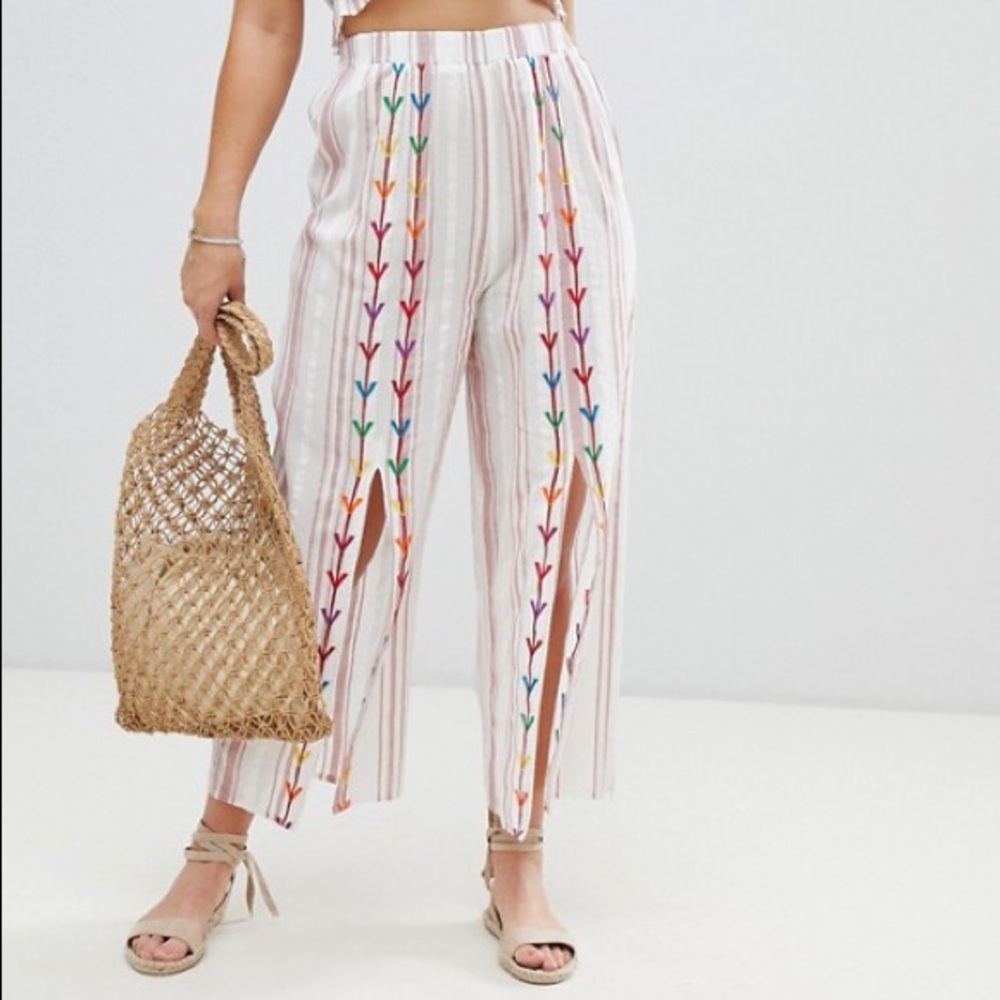 ASOS Chevron Embroidered Split Front Beach Pants